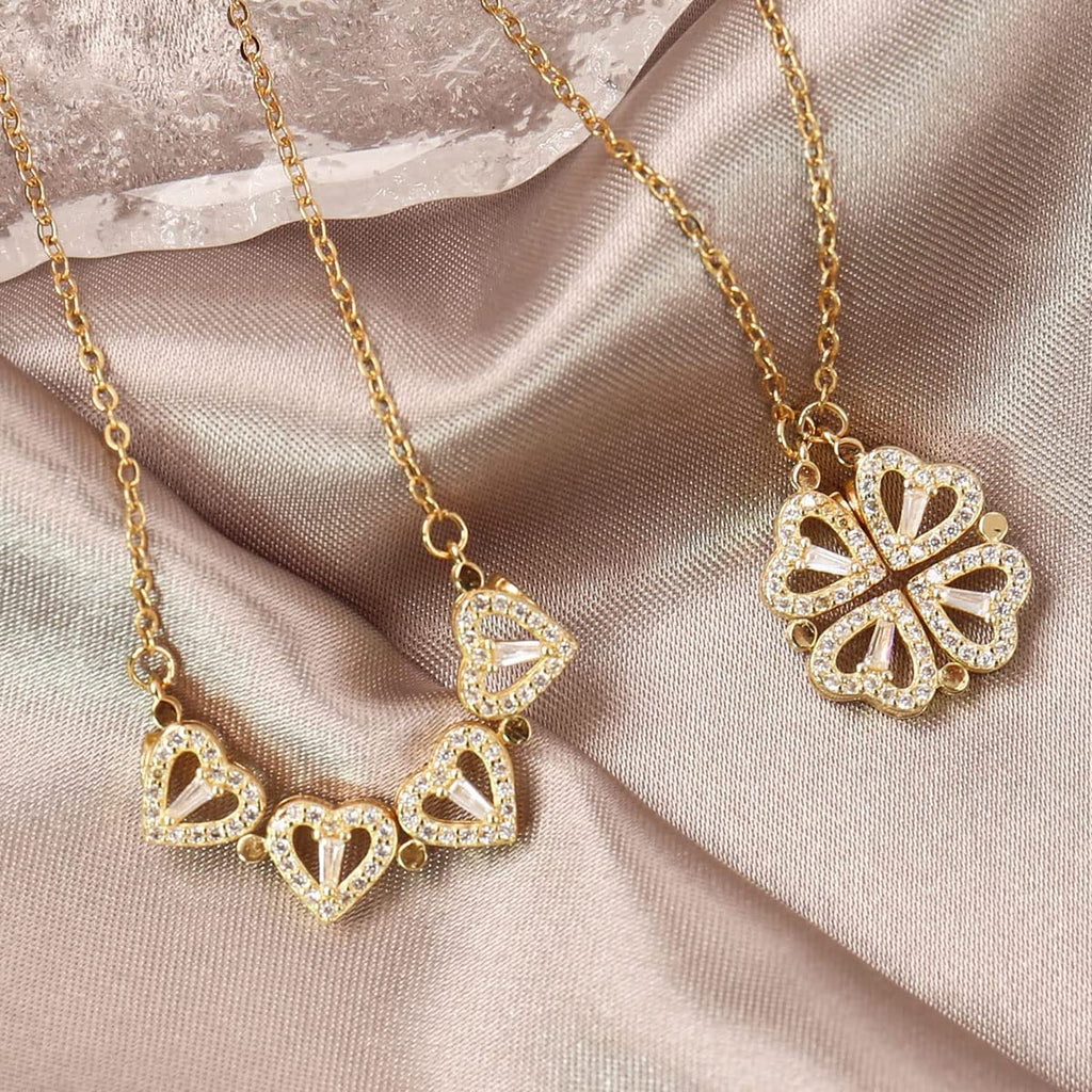 Four leaf clover heart necklace