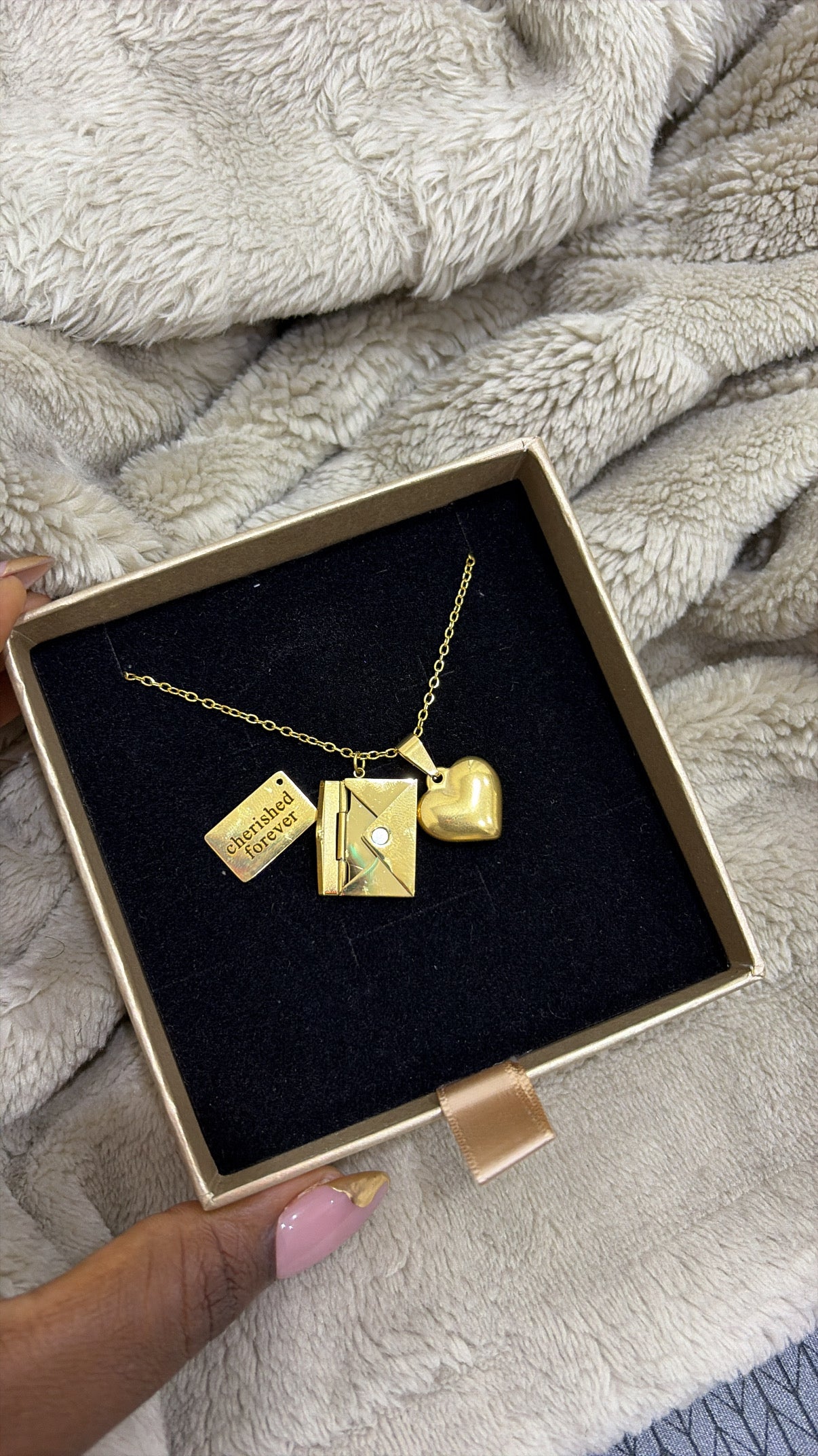 Hidden message envelope necklace