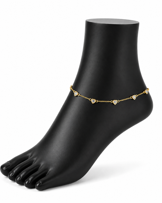 Dainty heart anklet